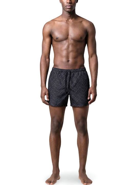Men's Swimwear Shorts Ecru-Black with Prints