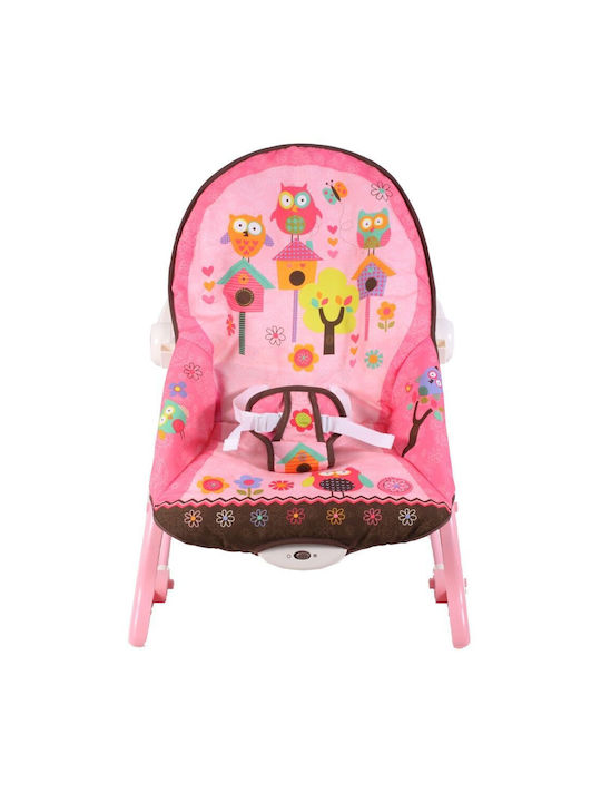 MalPlay Electric Balansoar Bebeluși Cu Muzică și Vibrație Roz Pentru Copii Până la 18kg