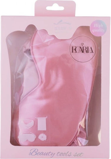 Ecarla Satin Cosmetic Accessories Set Headband + Eye Mask + Hair Tie + Pouch