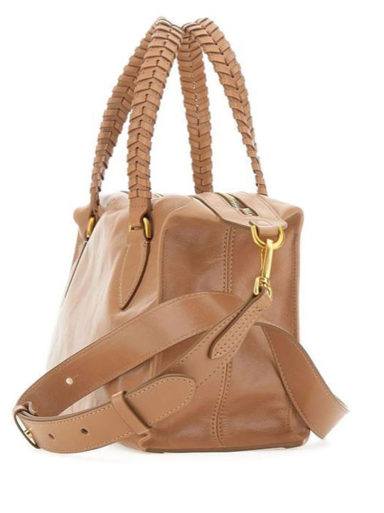 Leather Women's Shoulder Bag Beige