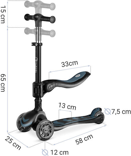 Nukido Patineta Copii cu 3 Roți cu Scaun Negru