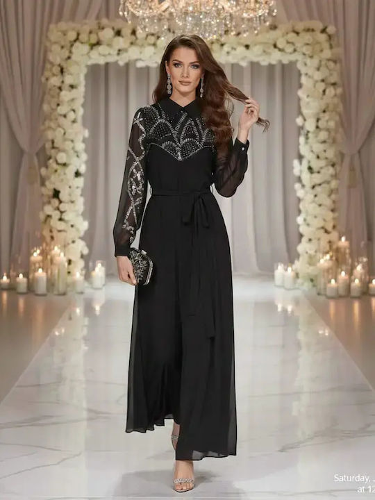 Maxi Dress for Wedding Christening with Tulle Black