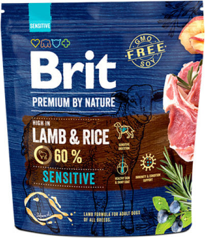 Brit Premium by Nature Adult Sensitive 15kg Dry Food Gluten-Free for Adult Dogs with Lamb and Rice