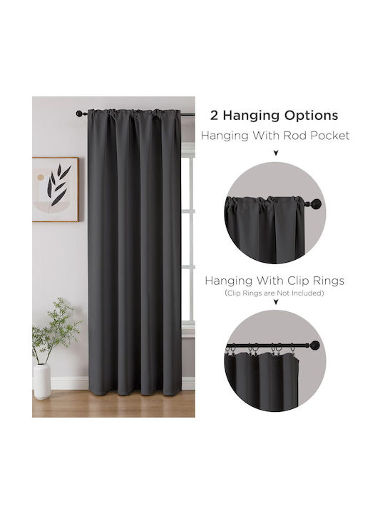 Cucraf Perdea Opacă Pentru Fereastră Cu Capse Gri Închis 52x63cm