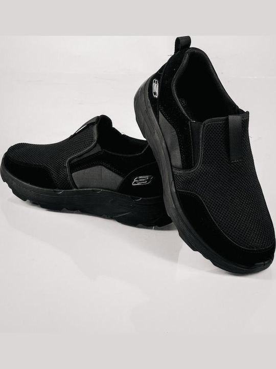 Stoff Herren Slip-Ons Schwarz