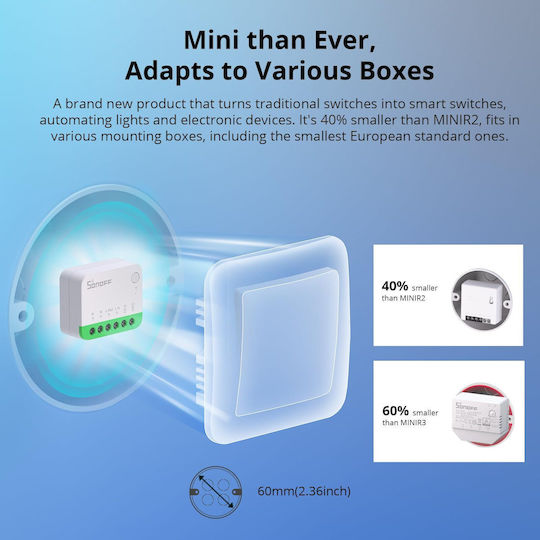 Sonoff Mini Intelligenter Schalter Wi-Fi Mit Neutral 4 Stück
