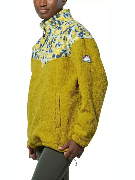 Eagle Anniversary Χειμερινή Γυναικεία Fleece Μπλούζα με Φερμουάρ Κίτρινη