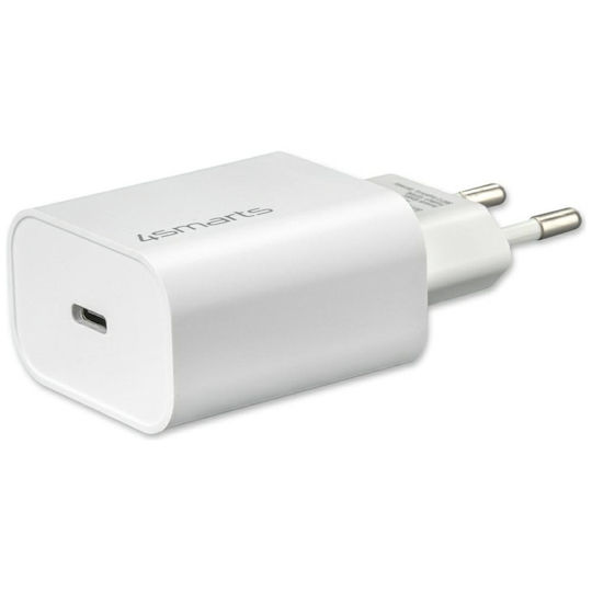 4Smarts Φορτιστής με Θύρα USB-C και Καλώδιο Lightning 20W Power Delivery Λευκός (4S465591)