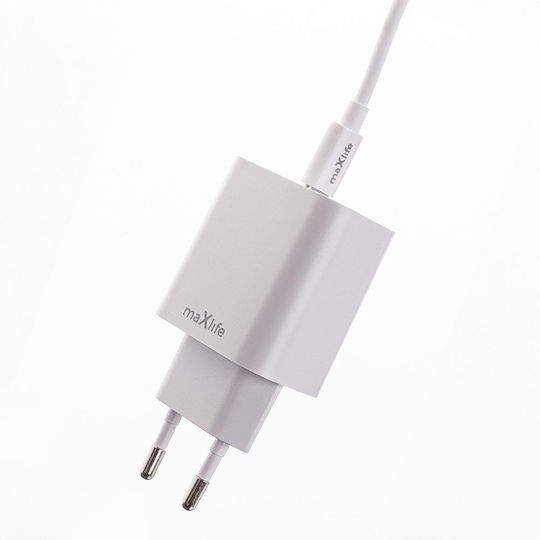 Maxlife с USB-C порт и кабел USB-C - USB-C 20W Power Delivery Бял (MXTC-06-20C)