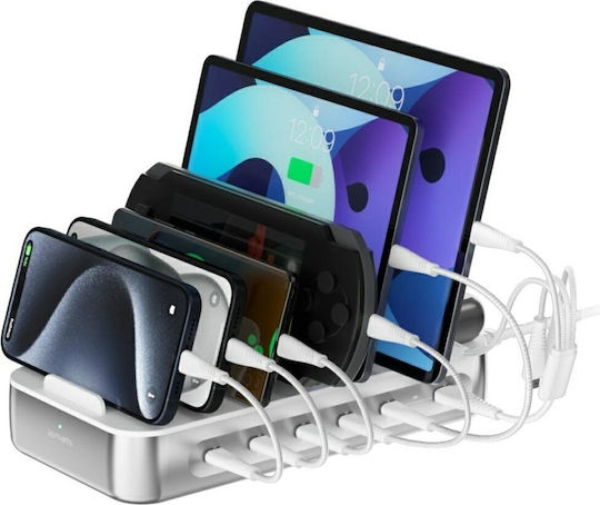 4Smarts Βάση Φόρτισης με 2 Θύρες USB-A και 4 Θύρες USB-C 100W Power Delivery σε Ασημί χρώμα (541281)