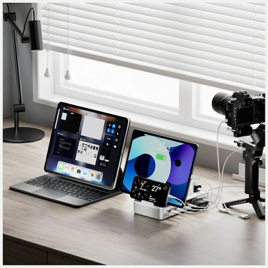 4Smarts Βάση Φόρτισης με 2 Θύρες USB-A και 4 Θύρες USB-C 100W Power Delivery σε Ασημί χρώμα (541281)