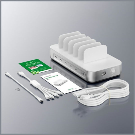 4Smarts Βάση Φόρτισης με 2 Θύρες USB-A και 4 Θύρες USB-C 100W Power Delivery σε Ασημί χρώμα (541281)