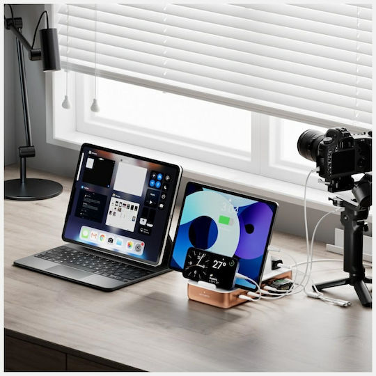 4Smarts Βάση Φόρτισης με 2 Θύρες USB-A και 4 Θύρες USB-C και Καλώδιο USB-C 100W Power Delivery σε Πολύχρωμο χρώμα (541280)