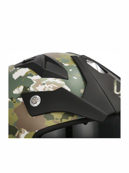 Acerbis Aria Green/Brown Motorcycle Helmet Jet ECE 22.06 1200gr with Sun Visor