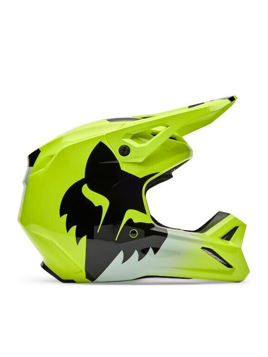 Fox V1 Shield Fluo Yellow Cască Moto Motocross ECE 22.06 / DOT