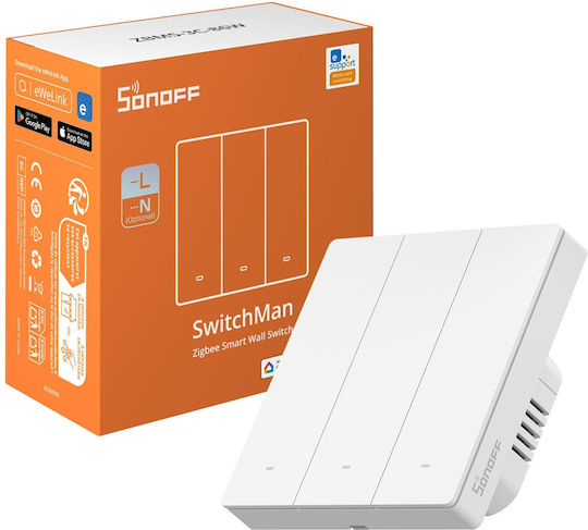 Sonoff Sonoff Elektrischer Wandtaster Berührungstaste Wi-Fi Dreifach mit Weißem Rahmen