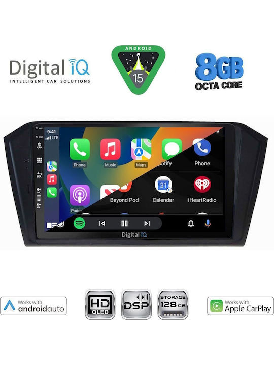 Digital IQ Car Audio System for Volkswagen Passat 2016-2023 (Bluetooth/USB/WiFi/GPS/Apple CarPlay/Android Auto) with 10" Touch Screen
