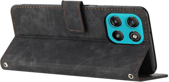 Stripe Pattern Wallet Black (Motorola Moto G57 Power 5G / G67 Power 5G)
