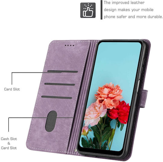 Портмоне С Райе Лилаво (Motorola Moto G57 Power 5G, G67 Power 5G)