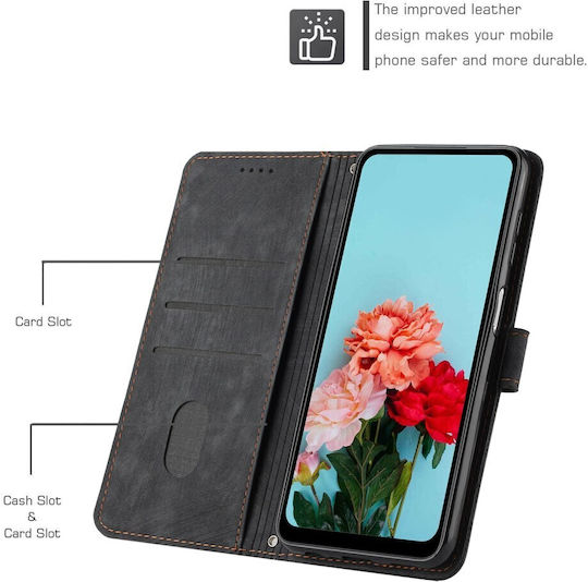 Stripe Pattern Wallet Black (Motorola Moto G57 Power 5G / G67 Power 5G)