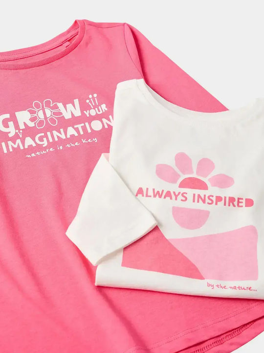Set Kids Tops Ecru Fuchsia