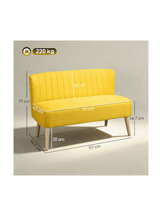 Διθέσιος Καναπές Κίτρινος 117x56.5x77εκ.