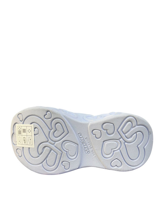 Kids Sneakers with Hoop & Loop Closure and Lights Silver