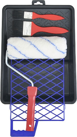 SGTT Farbzubehör Malset Tablett Gitter 18cm Roller 2 Pinsel