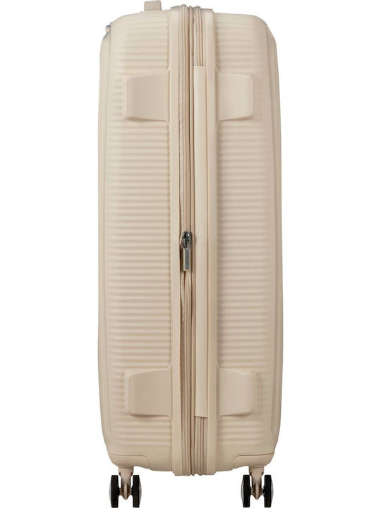 American Tourister Soundbox Large Hard Suitcase Coconut Sand with 4 Wheels
