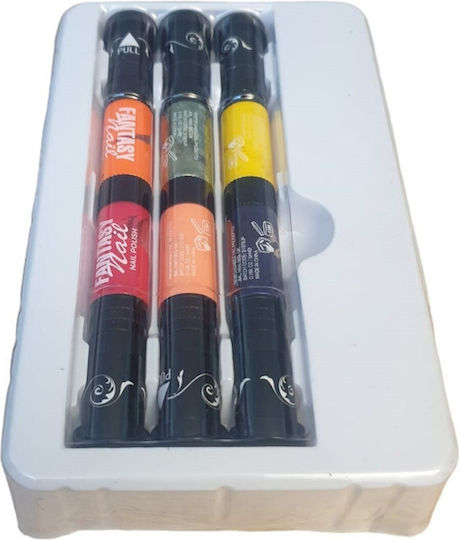 Set 3 2-in-1 Nail Pens Fast Drying Smooth Fluid Bright Colors Line Drawing Diy Manicure Multicolor