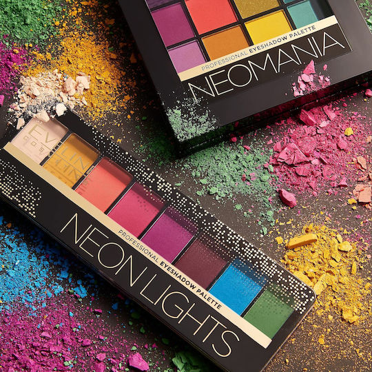 Eveline Neon Lights Paletă Cu Fard De Pleoape Matifiant În Formă Pudră Presată 9.6gr