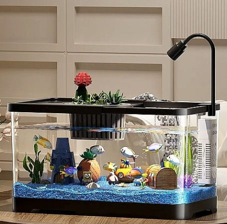 PA-10 Aquarium Fish Tank Capacity 10.5lt Includes Lighting 30x18.5cm White