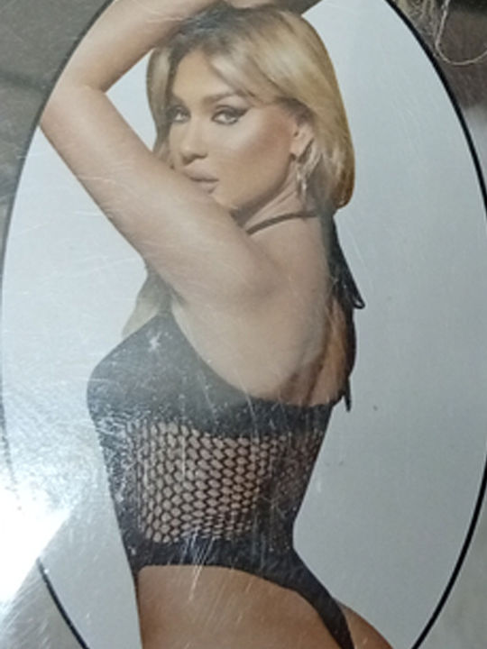 Vaqua Sexy Bodysuit Femei Plasă Polyester Negru