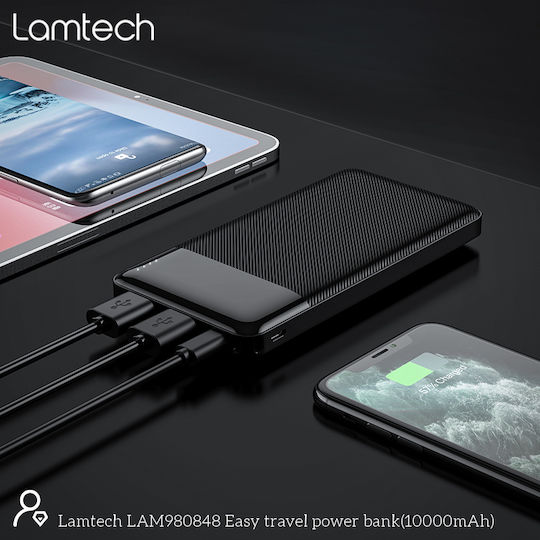 Lamtech Power Bank 10000mAh με 2 Θύρες USB-A Μαύρο