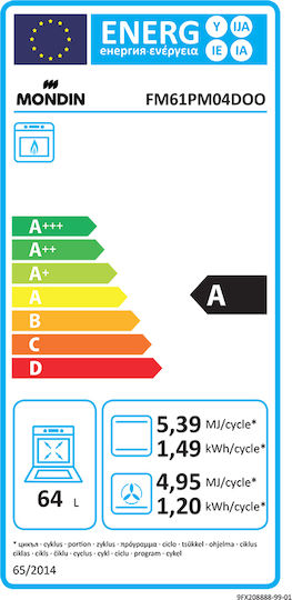 Mondin Cuptor Pe Gaz De Blat 64l Lățime 59.5cm Negru