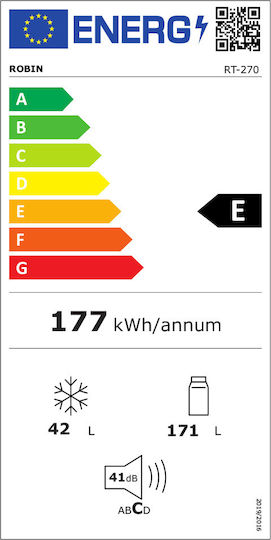 Robin Ψυγείο Δίπορτο 213lt Υ144xΠ54xΒ54εκ. Κόκκινο RT-270