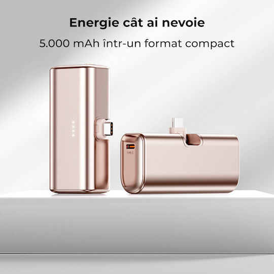 Voltres Power Bank 5000mAh 22.5W cu Port USB-C Auriu