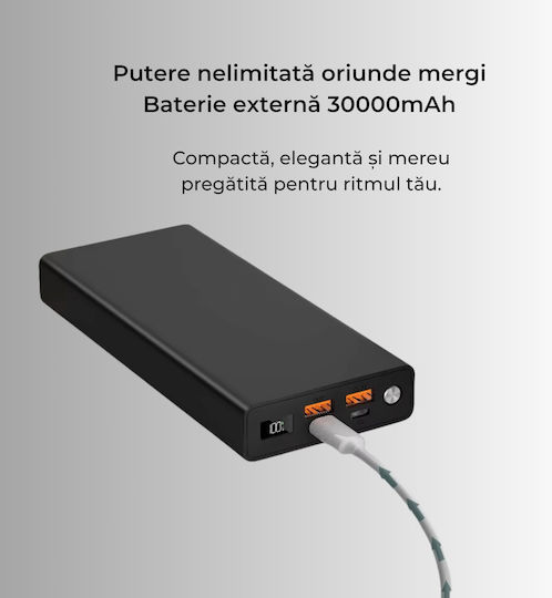 Voltres Power Bank 30000mAh 100W Mit 2 USB-A Ausgangsanschlüsse Und 2 USB-C Ausgangsanschlüsse Schwarz