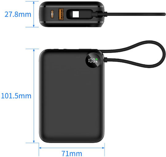Voltres ChargeGO Power Bank 20000mAh 22.5W mit USB-A Ausgangsanschlüsse und USB-C Ausgangsanschlüsse Schwarz