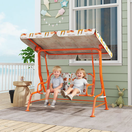 Aiyaplay Double Swing with Seat Belt Metal 112x75x120cm for 3+ Years Orange