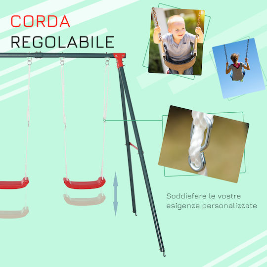 Outsunny Double Metal Swing for 3+ Years Green