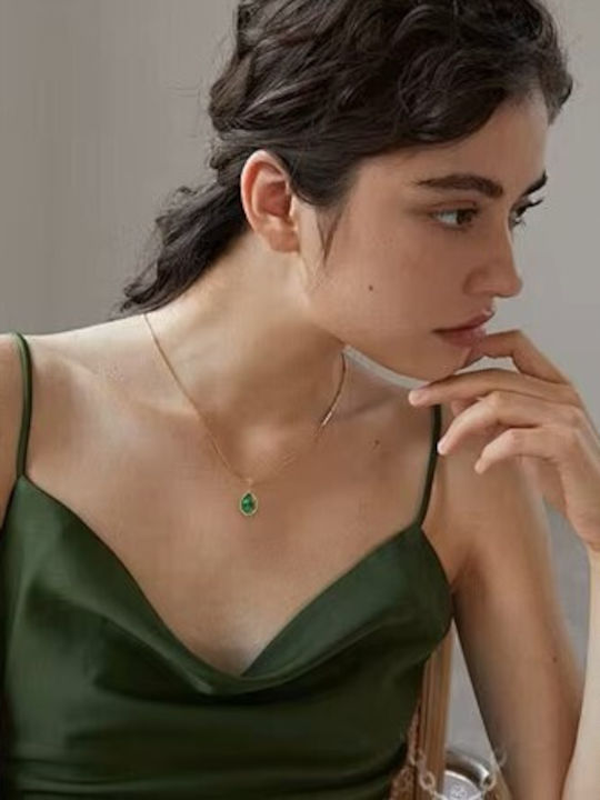 By Queen Elegant & Timeless Ασημένιο Κολιέ Σμαράγδι Εργαστηρίου
