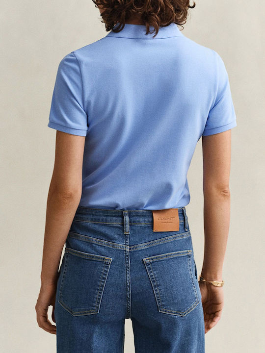 Women's Polo Short Sleeve Blouse Light Blue