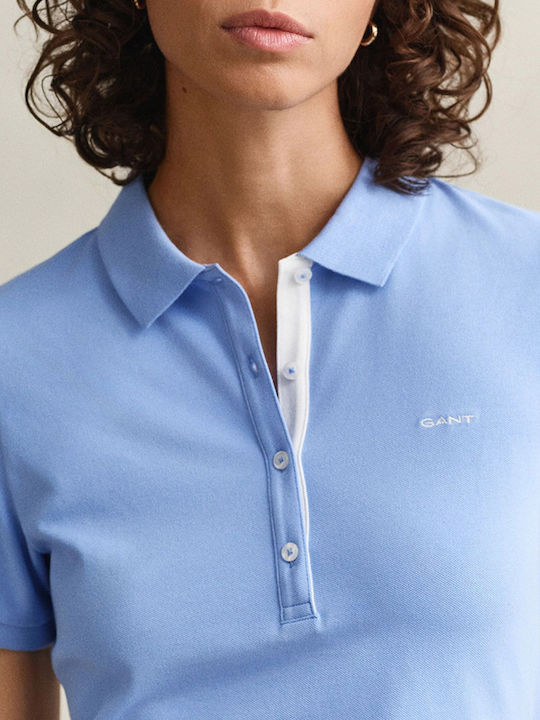 Women's Polo Short Sleeve Blouse Light Blue