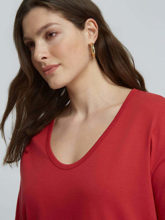 Women's Cotton Long Sleeve Blouse Burgundy 0039.1560.NETTO-cherry