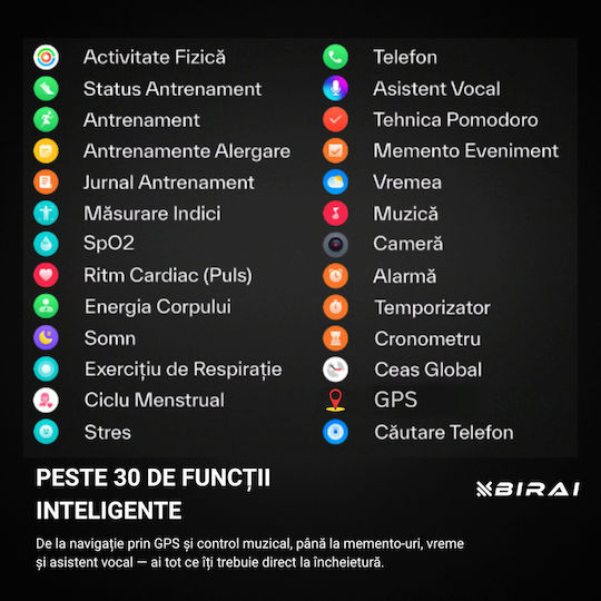 GloryFitPro Αδιάβροχο Smartwatch με Παλμογράφο (Μαύρο)