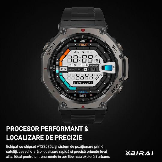 GloryFitPro Αδιάβροχο Smartwatch με Παλμογράφο (Μαύρο)