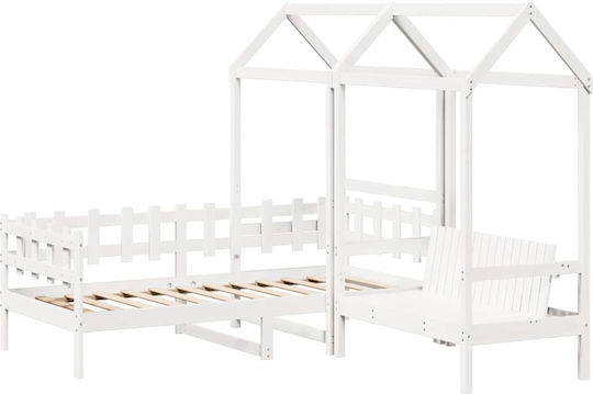 Kinderbett - Schlafsofa Einzel Weiß für Matratze 80x200cm