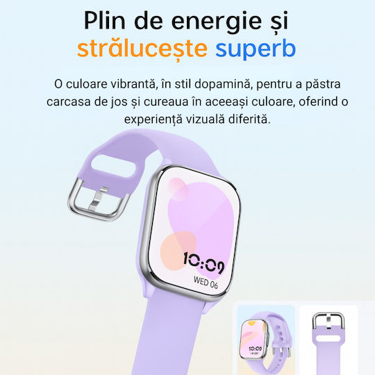 VortexIQ Smartwatch cu Monitor de Puls (Violet)