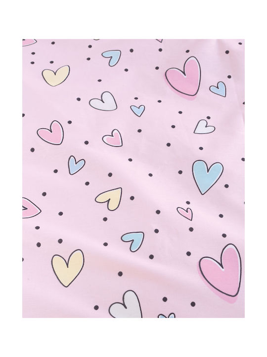 Rythmos Pop Hearts Set Kids Single Duvet Cover With Pillowcase Cotton Multicolour 160x250cm